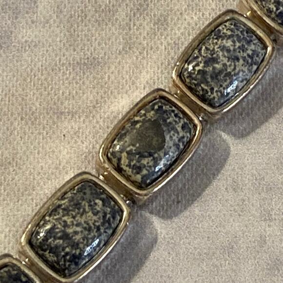 0104 Gray Natural Stone and Silver Tone Tennis Bracelet - Picture 1 of 5